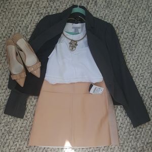 Zara faux leather powder cream mini skirt S NWT